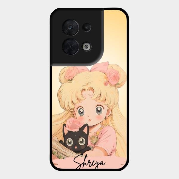 Lovely Sailor Moon Customize Glass Case Cover For Oppo Reno 8 5G