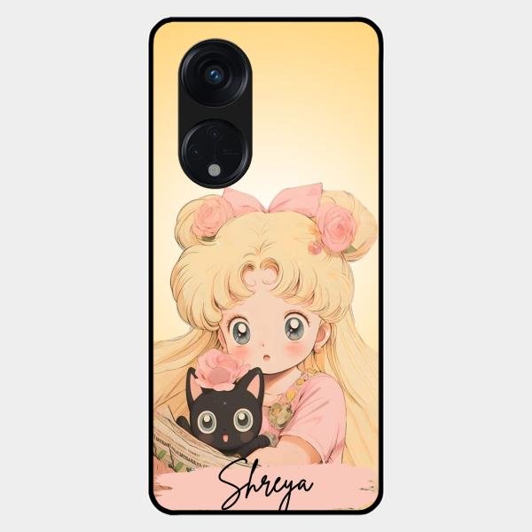 Lovely Sailor Moon Customize Glass Case Cover For Oppo Reno 8T 5G