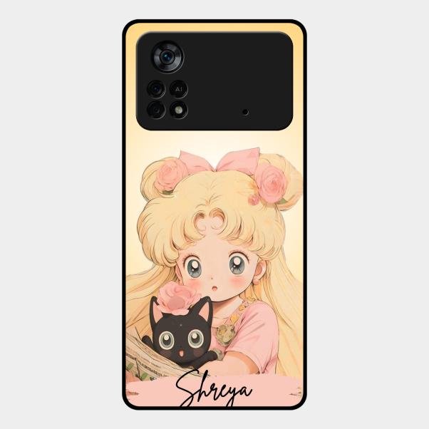 Lovely Sailor Moon Customize Glass Case Cover For Poco X4 Pro 5G