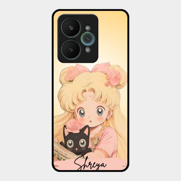 Lovely Sailor Moon Customize Glass Case Cover For Realme 15 5G