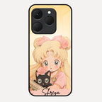 Lovely Sailor Moon Customize Glass Case Cover For Realme 15T 5G