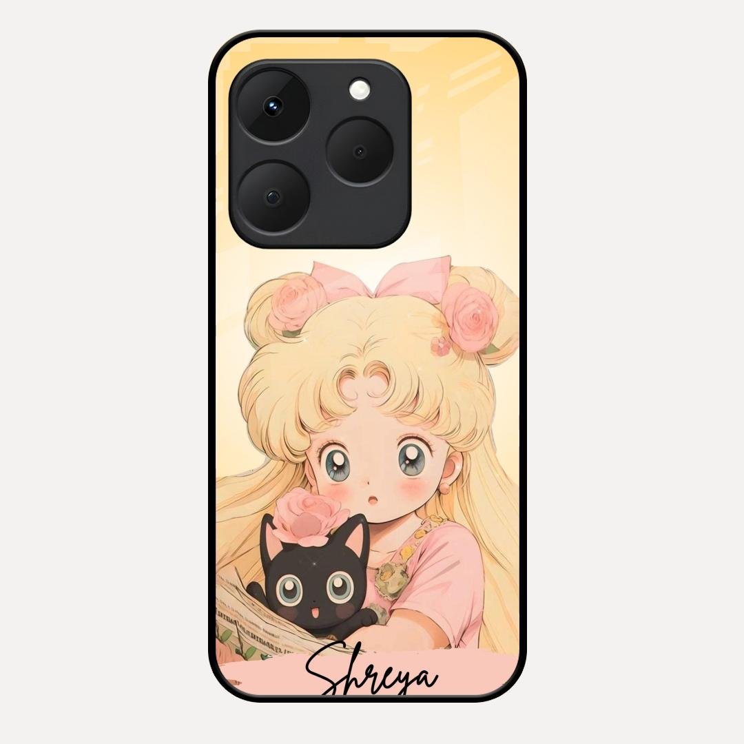 Lovely Sailor Moon Customize Glass Case Cover For Realme 15T 5G