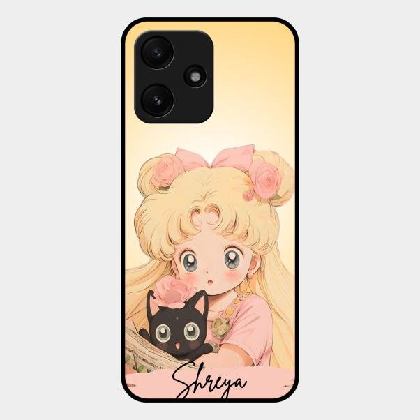Lovely Sailor Moon Customize Glass Case Cover For Redmi 12 5G