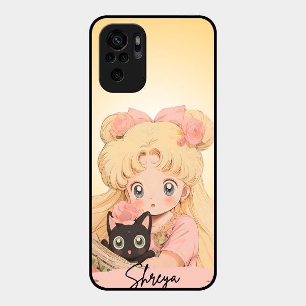 Lovely Sailor Moon Customize Glass Case Cover For Redmi Note 10