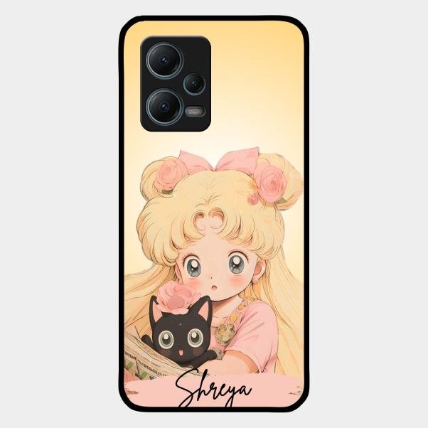 Lovely Sailor Moon Customize Glass Case Cover For Redmi Note 12 5G