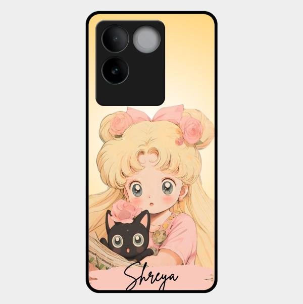 Lovely Sailor Moon Customize Glass Case Cover For Vivo T2 Pro 5G