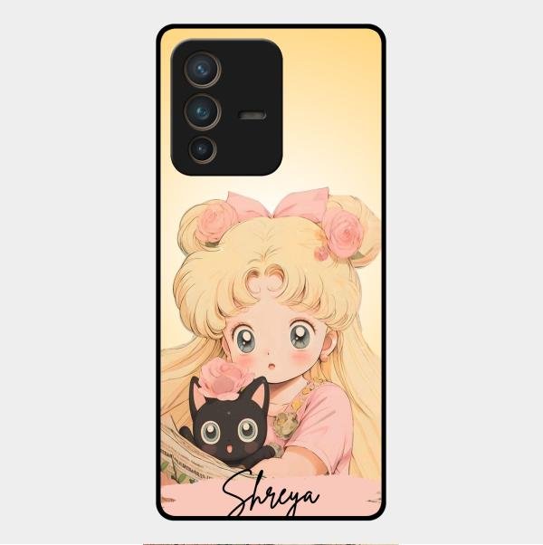 Lovely Sailor Moon Customize Glass Case Cover For Vivo V23 Pro 5G