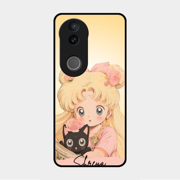 Lovely Sailor Moon Customize Glass Case Cover For Vivo V50 5G
