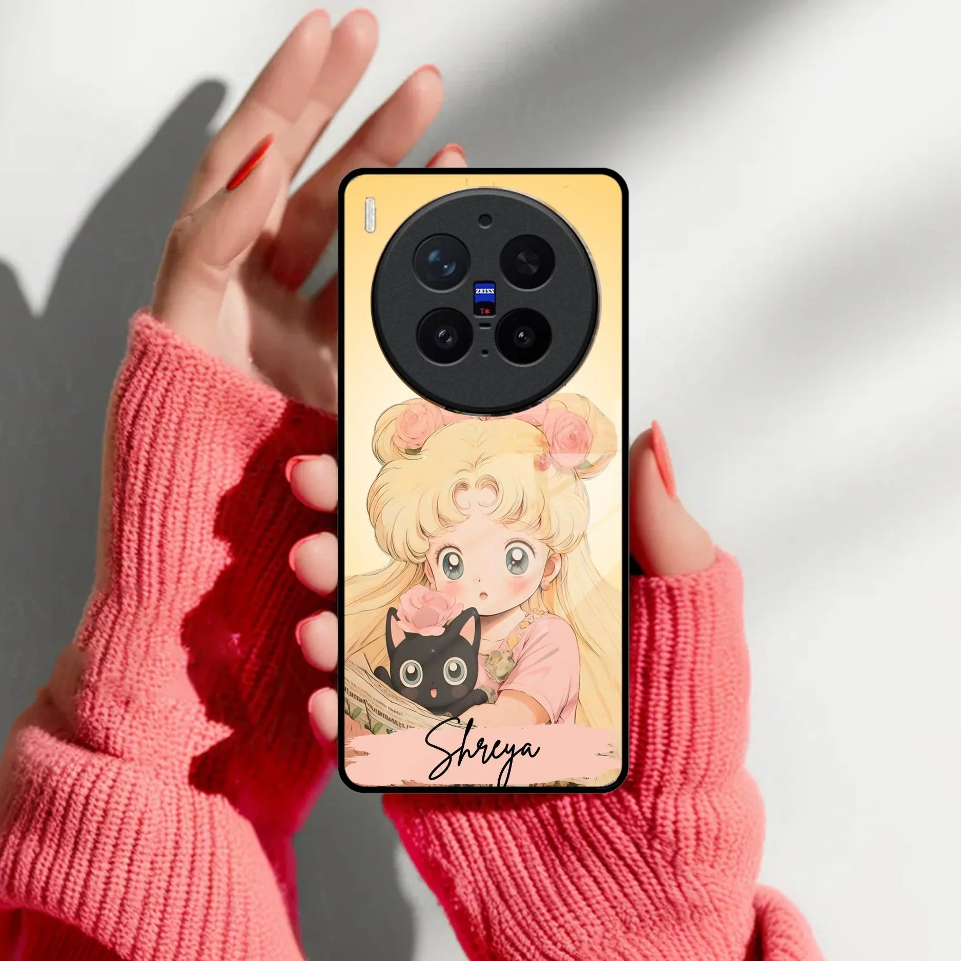 Lovely Sailor Moon Customize Glass Case Cover For Vivo