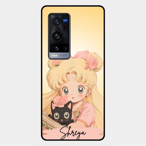 Lovely Sailor Moon Customize Glass Case Cover For Vivo X60 Pro Plus 5G