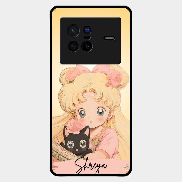 Lovely Sailor Moon Customize Glass Case Cover For Vivo X80 5G