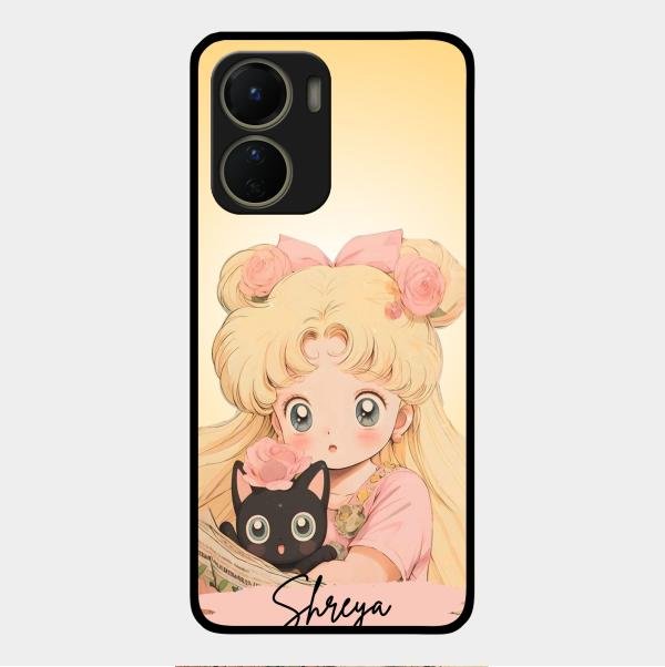 Lovely Sailor Moon Customize Glass Case Cover For Vivo Y16