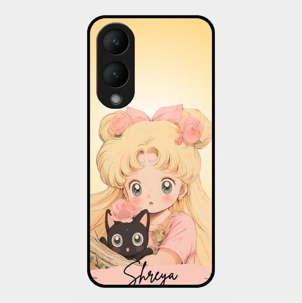 Lovely Sailor Moon Customize Glass Case Cover For Vivo Y17S