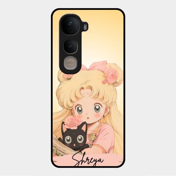 Lovely Sailor Moon Customize Glass Case Cover For Vivo Y400 5G