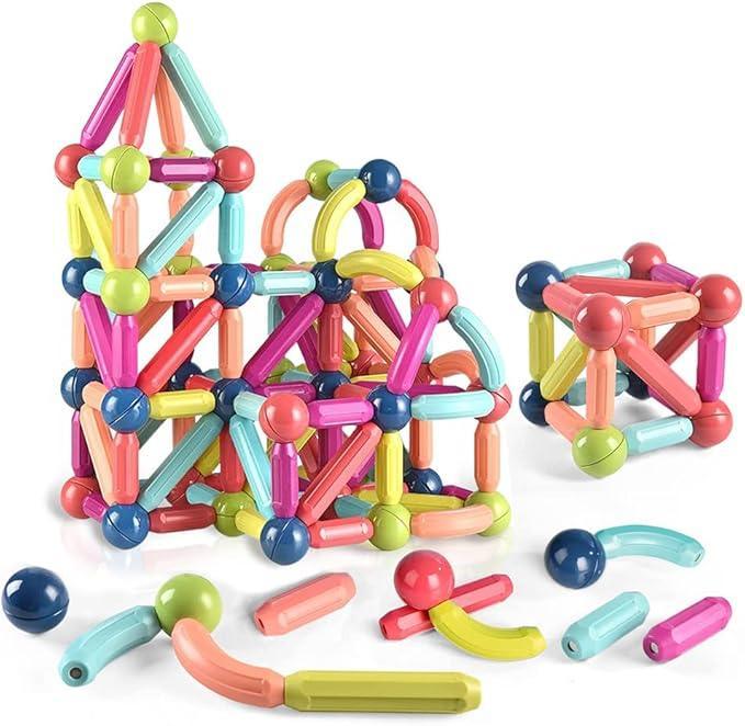 Magnetic Building Sticks and Balls Set 64 Pieces for Kids Creative STEM Toy for Construction & Imagination - ShopOnCliQ