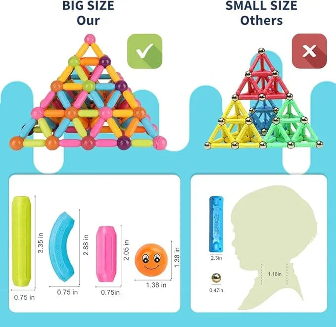 Magnetic Building Sticks and Balls Set 64 Pieces for Kids Creative STEM Toy for Construction & Imagination - ShopOnCliQ