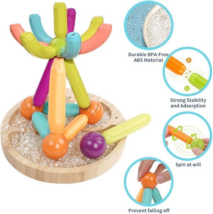 Magnetic Building Sticks and Balls Set 64 Pieces for Kids Creative STEM Toy for Construction & Imagination - ShopOnCliQ