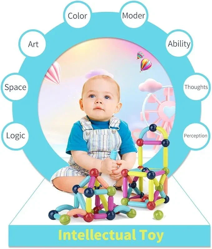 Magnetic Building Sticks and Balls Set 64 Pieces for Kids Creative STEM Toy for Construction & Imagination - ShopOnCliQ