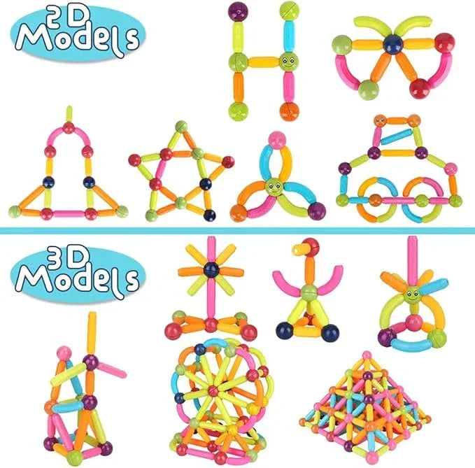 Magnetic Building Sticks and Balls Set 64 Pieces for Kids Creative STEM Toy for Construction & Imagination - ShopOnCliQ