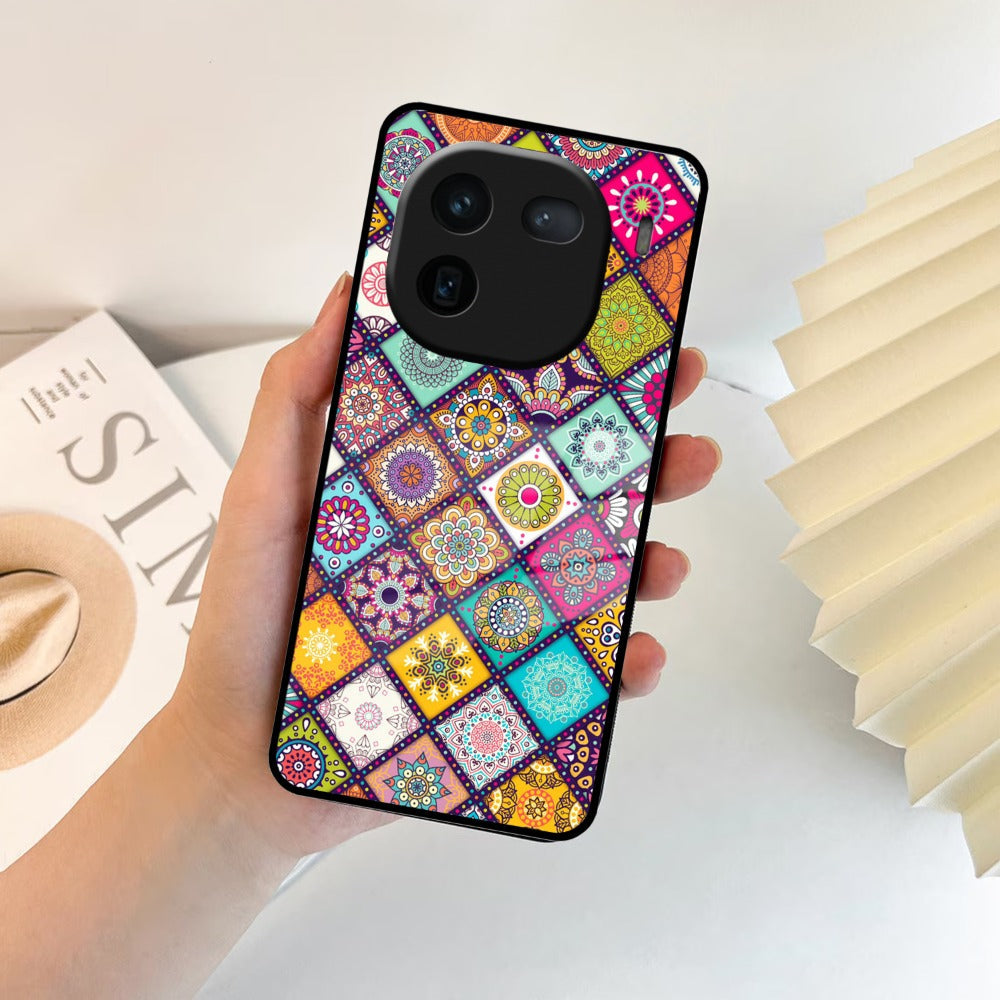 Mandala Glass Case Cover V2 For iQOO