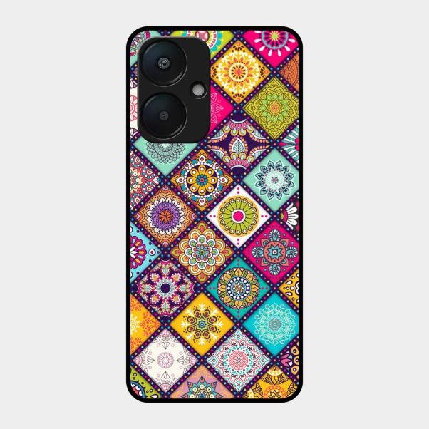 Mandala Glass Case Cover V2 For Redmi 13C 5G