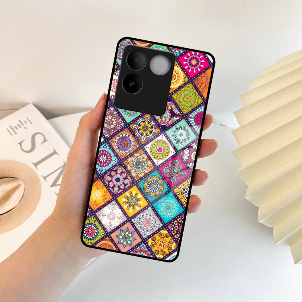 Mandala Glass Case Cover V2 For iQOO