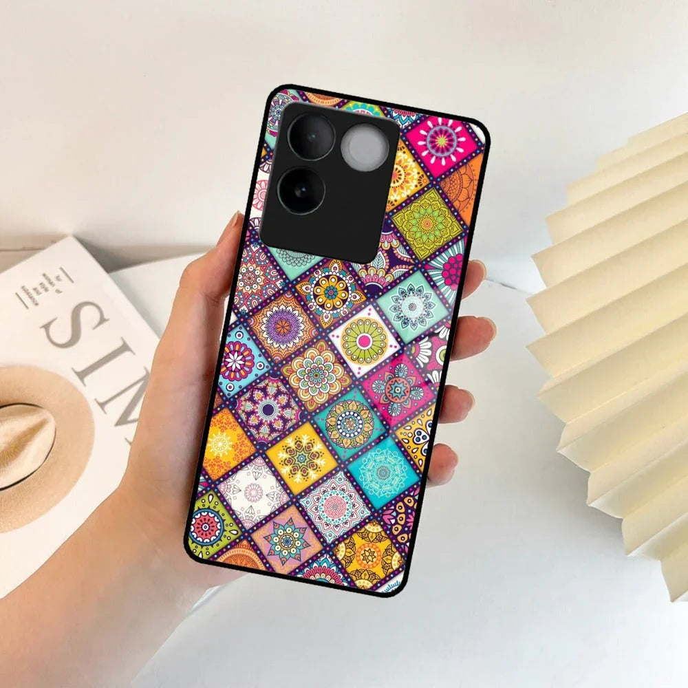 Mandala Glass Case Cover V2 For iQOO - ShopOnCliQ