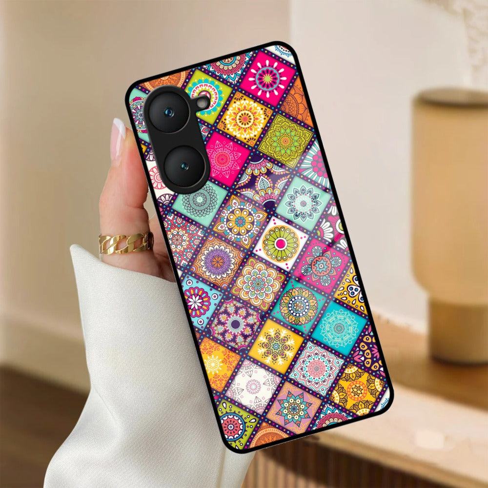 Mandala Glass Case Cover V2 For iQOO