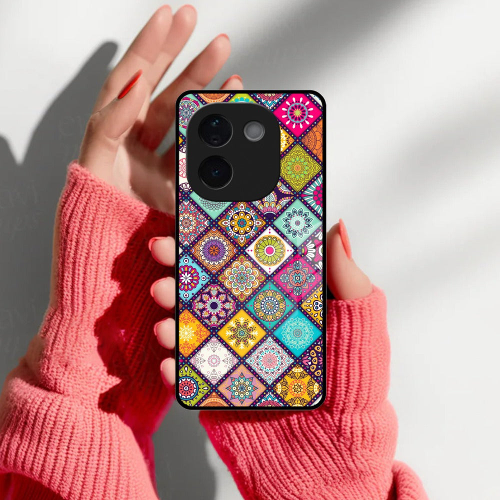 Mandala Glass Case Cover V2 For iQOO