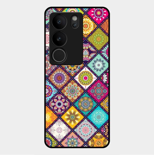 Mandala Glass Case Cover V2 For Vivo V29 5G