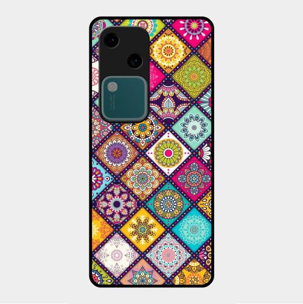 Mandala Glass Case Cover V2 For Vivo V30 5G
