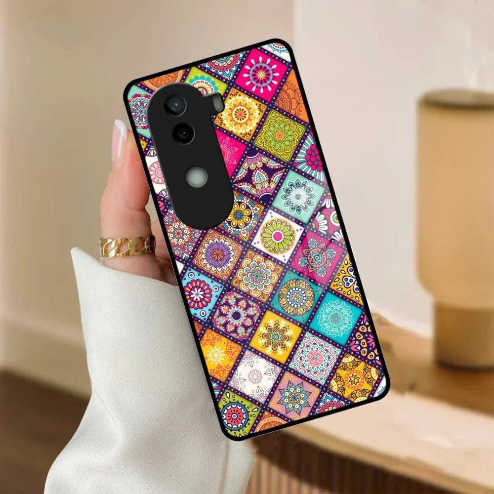 Mandala Glass Case Cover V2 For iQOO - ShopOnCliQ