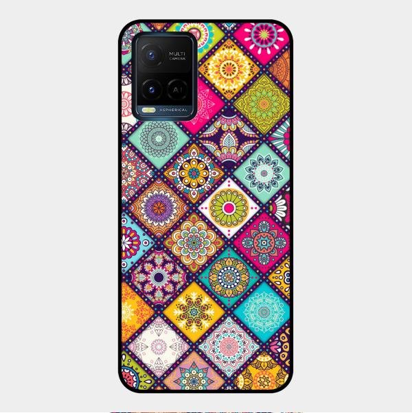 Mandala Glass Case Cover V2 For Vivo Y21E