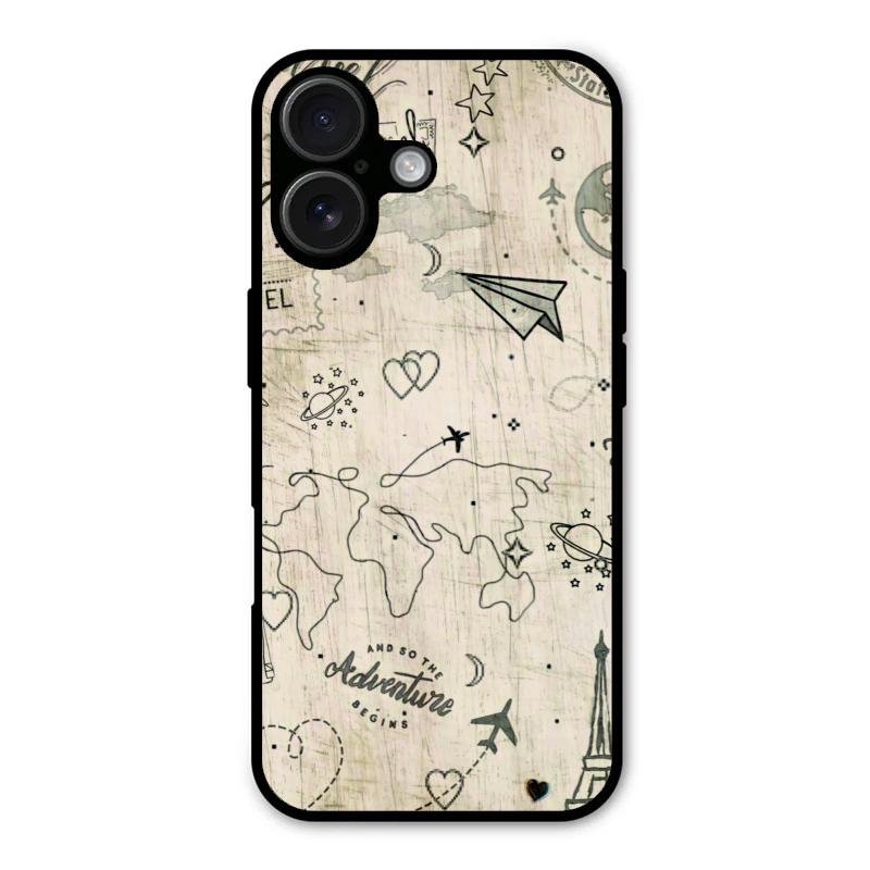 Map Mania Glass Case Cover For iPhone 16 Plus