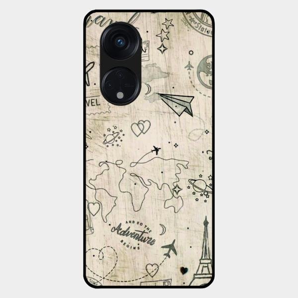 Map Mania Glass Case Cover For Oppo Reno 8T 5G