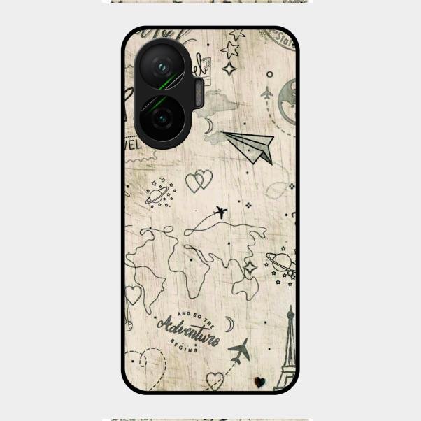 Map Mania Glass Case Cover For Poco F7 5G