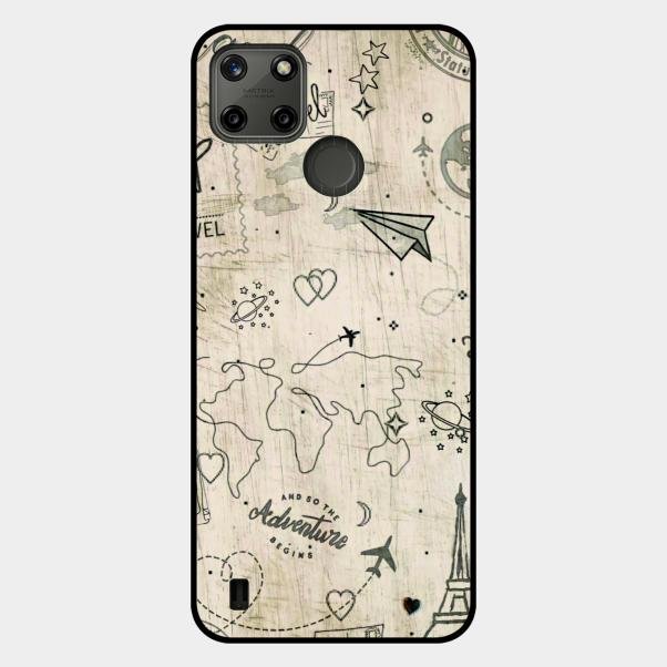 Map Mania Glass Case Cover For Realme C25Y