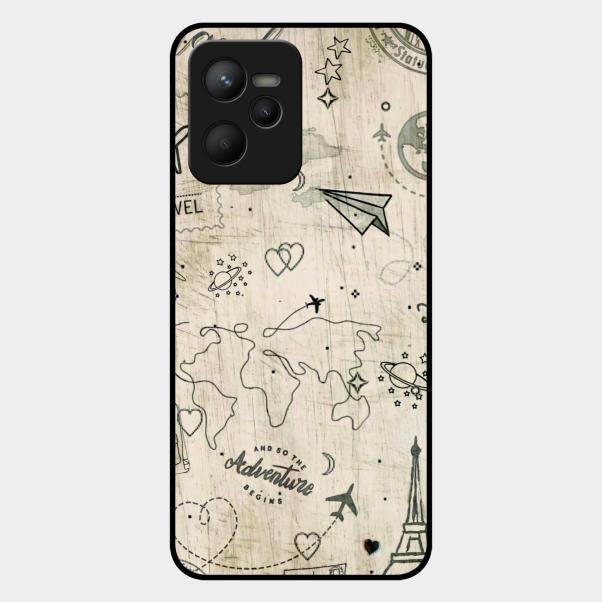 Map Mania Glass Case Cover For Realme C35
