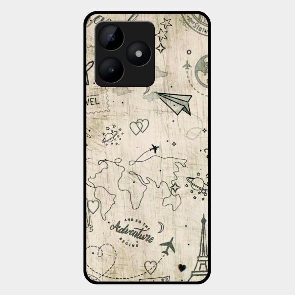 Map Mania Glass Case Cover For Realme C53