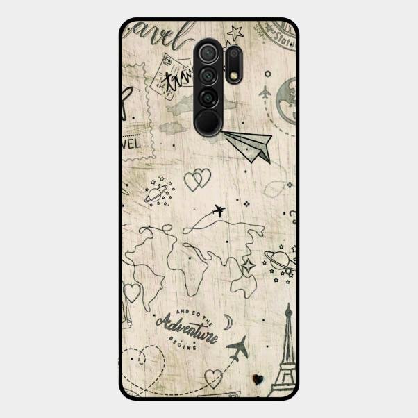 Map Mania Glass Case Cover For Redmi 9 Prime