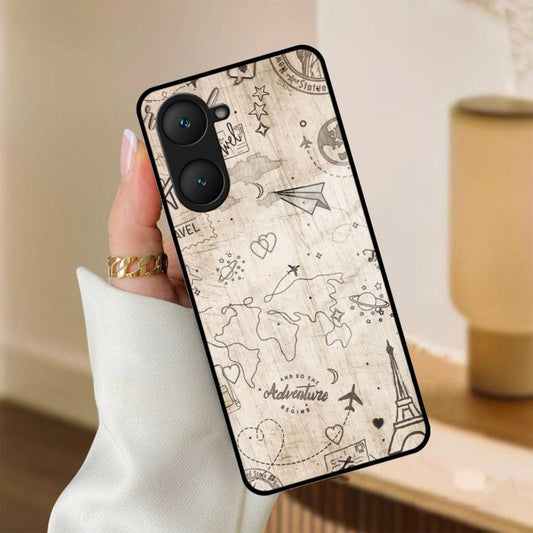 Map Mania Glass Case Cover For iQOO