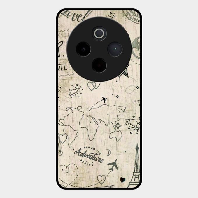 Map Mania Glass Case Cover For Vivo T4 5G
