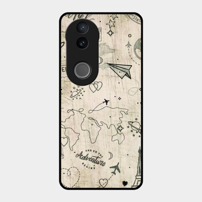 Map Mania Glass Case Cover For Vivo T4R 5G