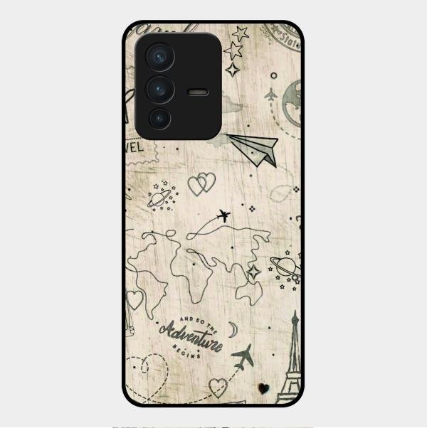 Map Mania Glass Case Cover For Vivo V23 5G