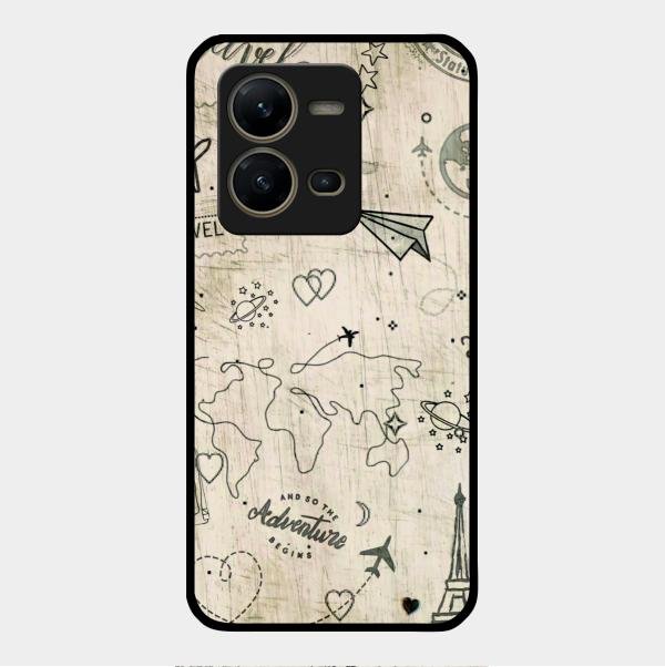 Map Mania Glass Case Cover For Vivo V25 5G