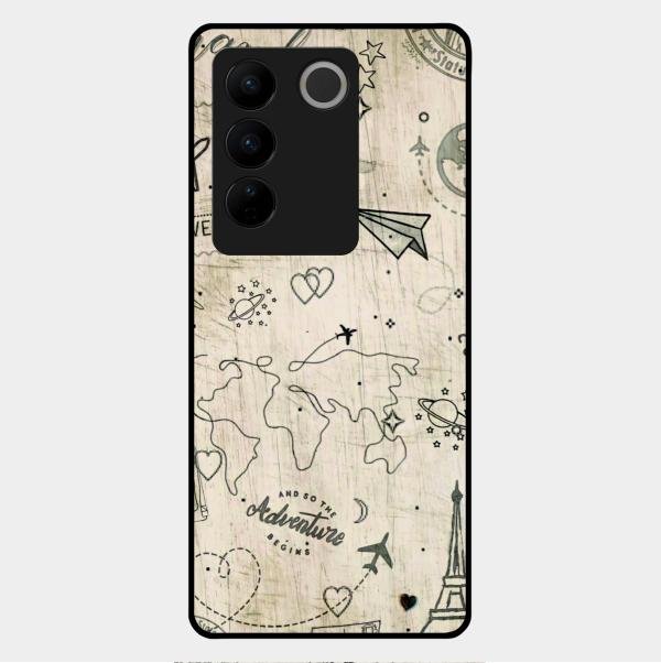 Map Mania Glass Case Cover For Vivo V27 Pro 5G
