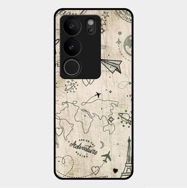Map Mania Glass Case Cover For Vivo V29 5G