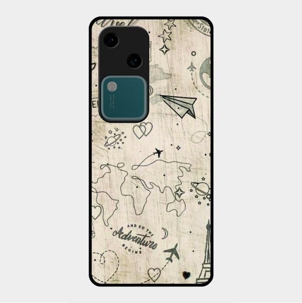 Map Mania Glass Case Cover For Vivo V30 5G