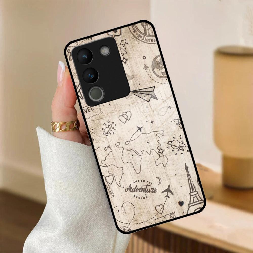 Map Mania Glass Case Cover For Vivo