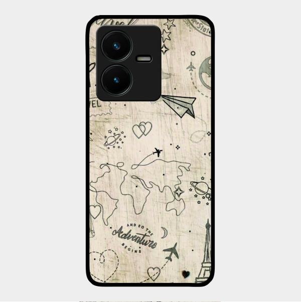 Map Mania Glass Case Cover For Vivo Y22